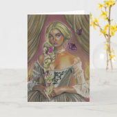 Viktorianische Lady Claudette Fantasy Art Grußkart Karte (Gelbe Blume)