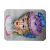 Viktorianische Lady Head Vase Pink & Lila Blumenha Magnet (Horizontal)