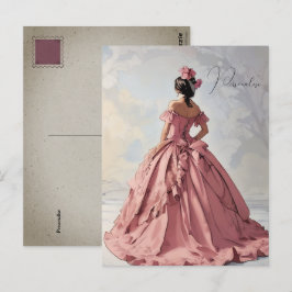 Viktorianische Lady Hübsch rosa Kleid Vintag Persö Postkarte
