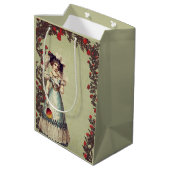 Viktorianische Lady im Rote Rose Garden mit Fan Mittlere Geschenktüte (Rückseite Schrägansicht)