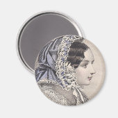 Viktorianische Lady in einem Bonnet von Jules Davi Magnet (Vorderseite/Rückseite)