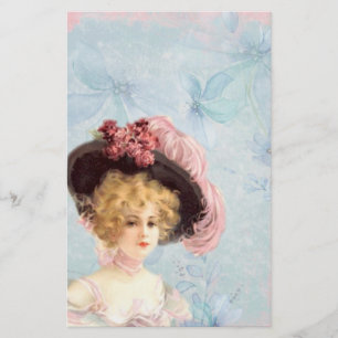 Viktorianische Lady in Feathered Hat Stationery Briefpapier