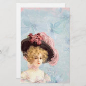 Viktorianische Lady in Feathered Hat Stationery Briefpapier (Vorne/Hinten)