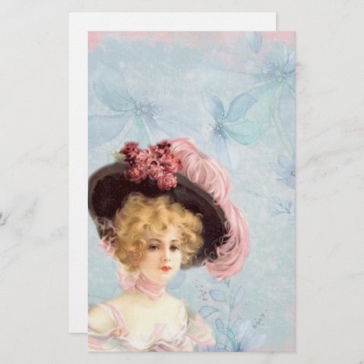 Viktorianische Lady in Feathered Hat Stationery Briefpapier (Vorne/Hinten)