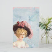 Viktorianische Lady in Feathered Hat Stationery Briefpapier (Stehend Vorderseite)