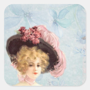 Viktorianische Lady in Feathered Hat Stickers