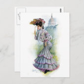 Viktorianische Lady in Lavendel Postkarte (Vorne/Hinten)