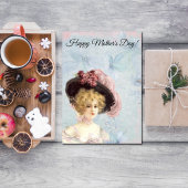 Viktorianische Lady in Pink Feathered Hat Mütter D Postkarte