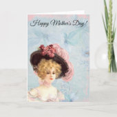 Viktorianische Lady in rosa Federhut Karte (Vorderseite)