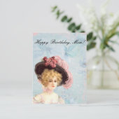 Viktorianische Lady in rosa Federhut Postkarte (Stehend Vorderseite)