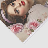 Viktorianische Lady Lilac Floral Script Decoupage Seidenpapier (Ausschnitt)