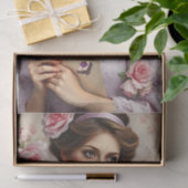 Viktorianische Lady Lilac Floral Script Decoupage Seidenpapier (Geschenk)