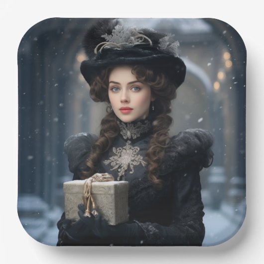 Viktorianische Lady Pappteller (Vorderseite)