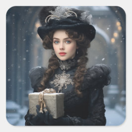 Viktorianische Lady Quadratischer Aufkleber