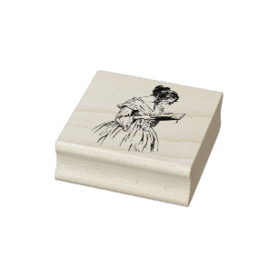 Viktorianische Lady Reading Gummistempel