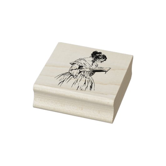 Viktorianische Lady Reading Gummistempel (Stempel)