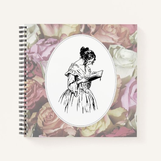 Viktorianische Lady Reading Notizblock (Vorderseite)