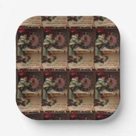 Viktorianische Lady Vintag Happy New Year Paper Te Pappteller