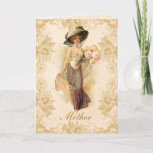 Viktorianische Lady Vintage Blume Muttertag Karte