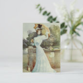 Viktorianische Lady-Vintage französische Mode - Aq Postkarte (Stehend Vorderseite)