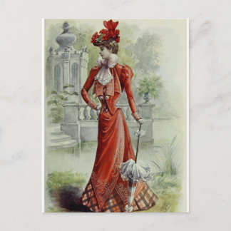 Viktorianische Lady - Vintage französische Mode -  Postkarte
