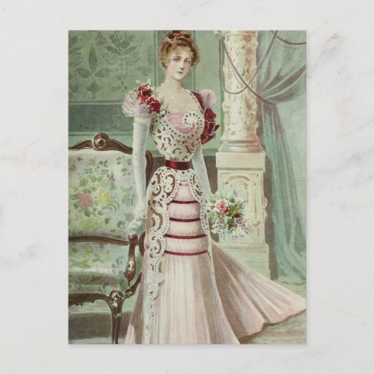 Viktorianische Lady-Vintage französische Mode - ro Postkarte (Vorderseite)