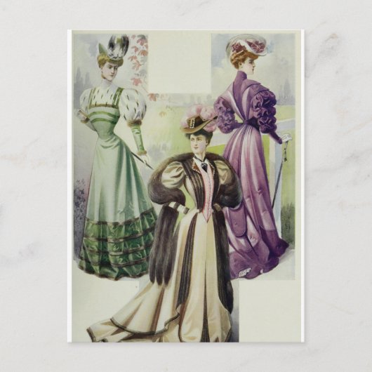 Viktorianische Lady - Vintages französisches Modeb Postkarte (Vorderseite)