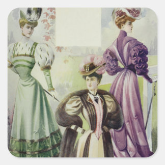 Viktorianische Lady - Vintages französisches Modeb Quadratischer Aufkleber