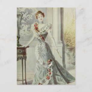 Viktorianische Lady - Vintages französisches Modeg Postkarte