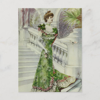 Viktorianische Lady - Vintages französisches Modeg Postkarte