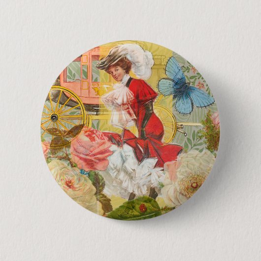 Viktorianische Lady Woman Fun Carriage Button (Vorderseite)