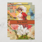 Viktorianische Lady Woman Fun Carriage Einladung (Vorne/Hinten)