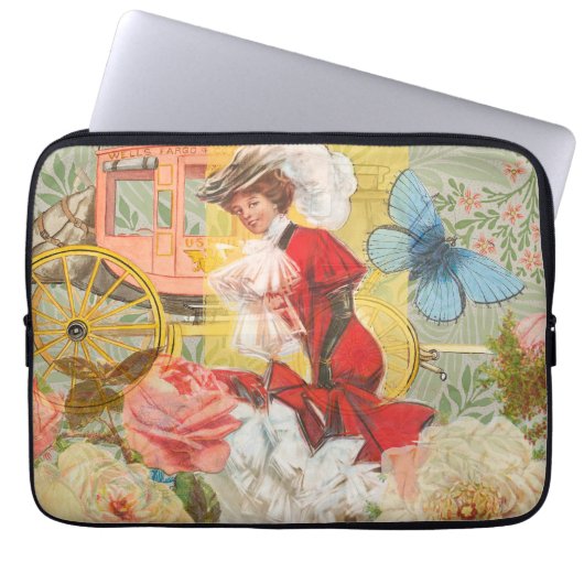 Viktorianische Lady Woman Fun Carriage Laptopschutzhülle (Vorderseite)
