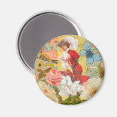 Viktorianische Lady Woman Fun Carriage Magnet (Vorderseite/Rückseite)