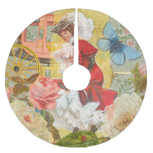 Viktorianische Lady Woman Fun Carriage Polyester Weihnachtsbaumdecke