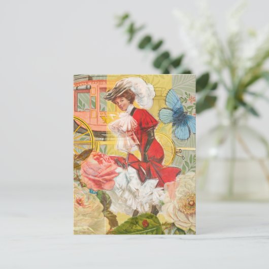 Viktorianische Lady Woman Fun Carriage Postkarte (Stehend Vorderseite)