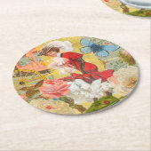 Viktorianische Lady Woman Fun Carriage Runder Pappuntersetzer (Angewinkelt)