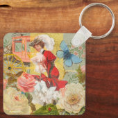 Viktorianische Lady Woman Fun Carriage Schlüsselanhänger (Rückseite)