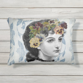 Viktorianische Lady Woman Stiefmütterchen auf Band Kissen Für Draußen