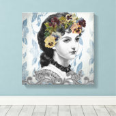 Viktorianische Lady Woman Stiefmütterchen auf Band Leinwanddruck (Insitu (Holzboden))