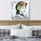 Viktorianische Lady Woman Stiefmütterchen auf Band Leinwanddruck (Insitu (Schlafzimmer))