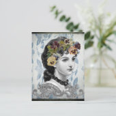 Viktorianische Lady Woman Stiefmütterchen auf Band Postkarte (Stehend Vorderseite)