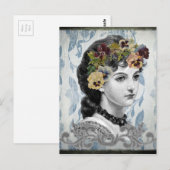 Viktorianische Lady Woman Stiefmütterchen auf Band Postkarte (Vorne/Hinten)