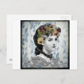 Viktorianische Lady Woman Stiefmütterchen auf Band Postkarte (Vorne/Hinten)