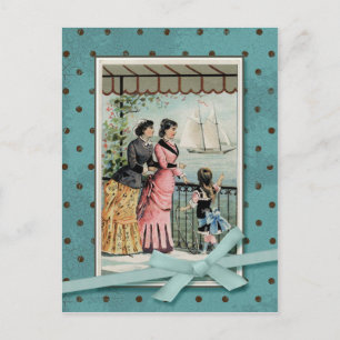 Viktorianische Ladys & Girl Vintage Reproduktion Postkarte