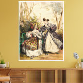 Viktorianische Ladys in Garden Conversation - Vint Leinwanddruck (Insitu (Wohnzimmer))