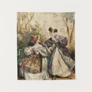 Viktorianische Ladys in Garden Conversation - Vint Wandteppich
