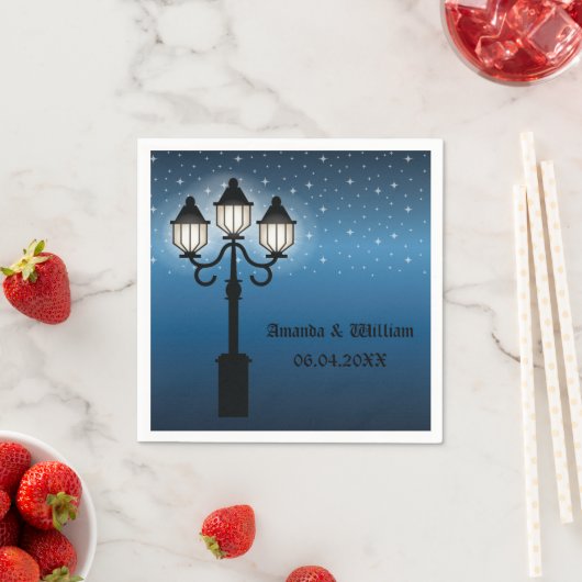 Viktorianische Lampenpost bei Nacht mit Sternenhoc Serviette (Beispiel)