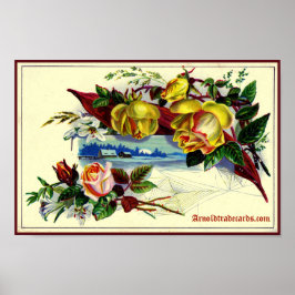 Viktorianische Landschaft mit Rose Poster