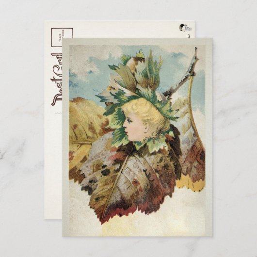 Viktorianische leaf Child Postcard  Postkarte (Vorne/Hinten)